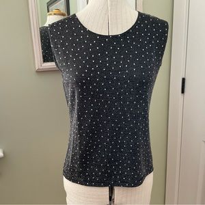 BROCHURE, BLACK METALLIC SLEEVELESS BLOUSE, SIZE: M